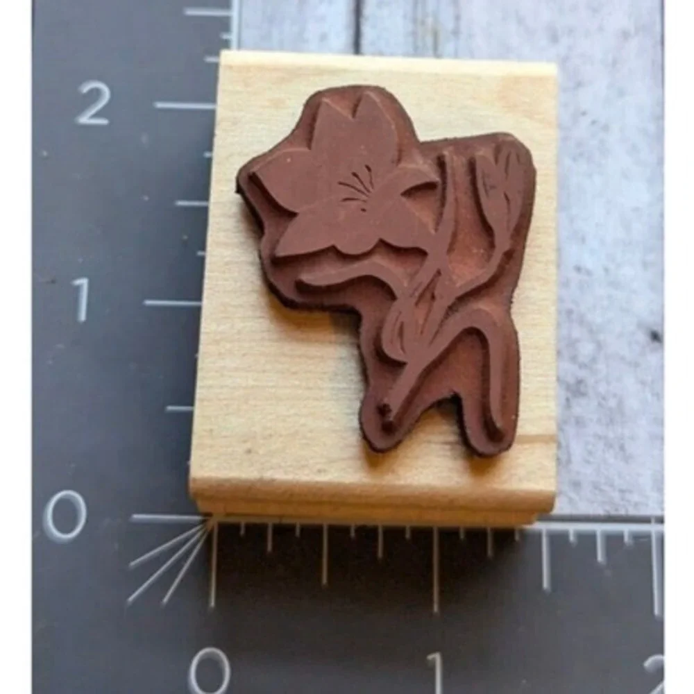 Endless Creations Flower Silhouette C33 Rubber Stamp Wood #H29